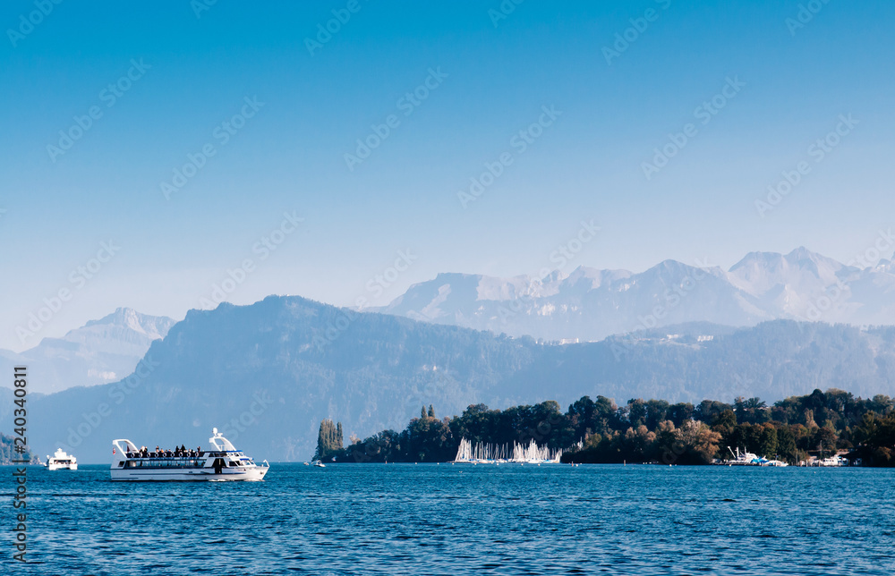 Sightseeing tour boat in lake Lucerne, Switzerland
