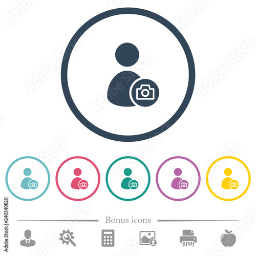 Account profile photo flat color icons in round outlines