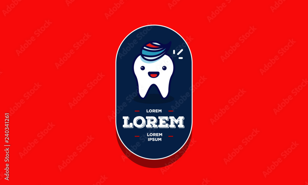 Cute Happy Tooth Badge Sticker with Toothpaste Vector Illustration