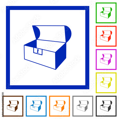 Empty open coffer flat framed icons