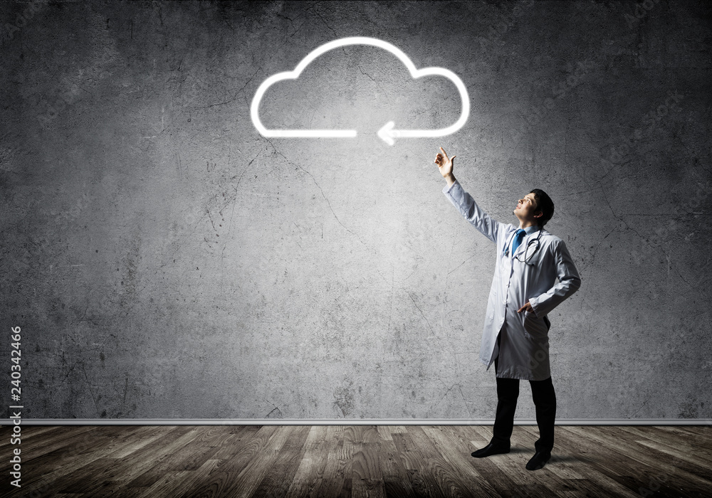 Conceptual image of doctor with cloud symbol Conceptual image of doctor with cloud symbol