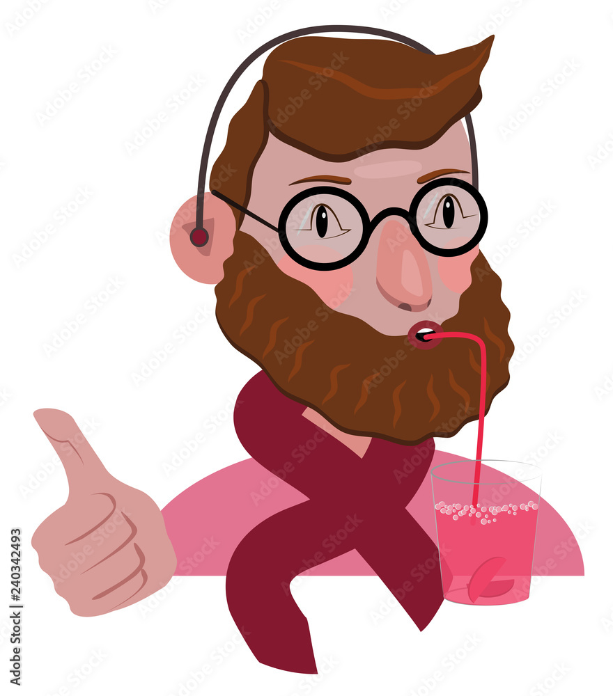bearded man drinks juice Vector illustration it is maybe used for any professional project
