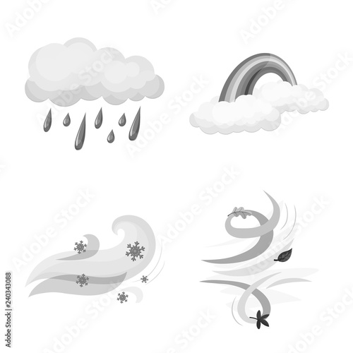 Isolated object of weather and climate logo. Set of weather and cloud stock vector illustration.