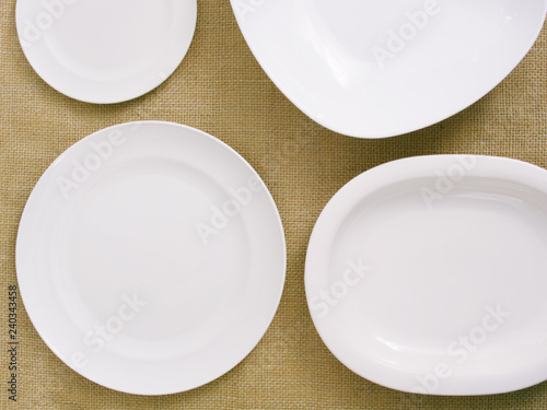 plate on linen background