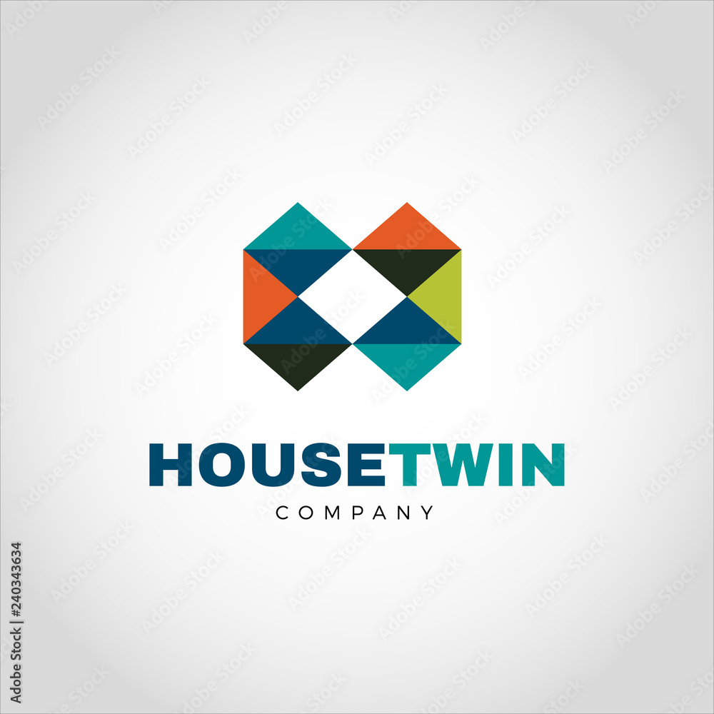 Abstract Colorful Geometric Letter Type H Logo
