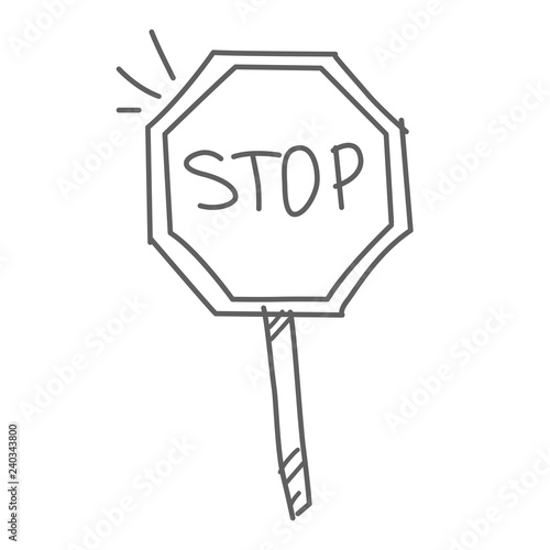 Stop sign doodle icon. Road sign vector illustration