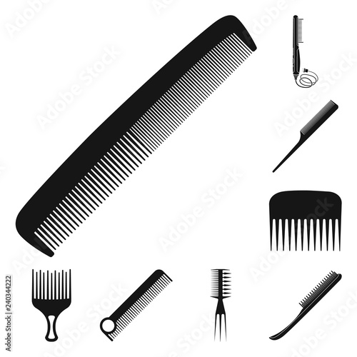 Vector design of brush and hair icon. Set of brush and hairbrush stock symbol for web.