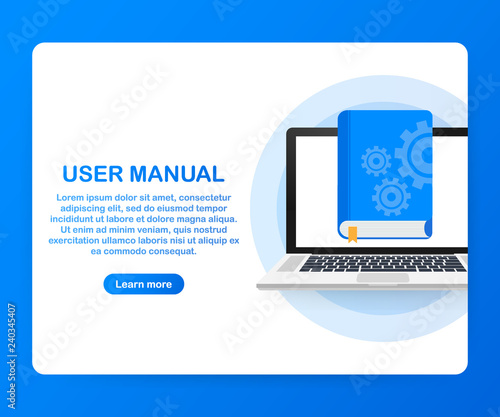 Concept User manual book for web page, banner, social media. Vector illustration