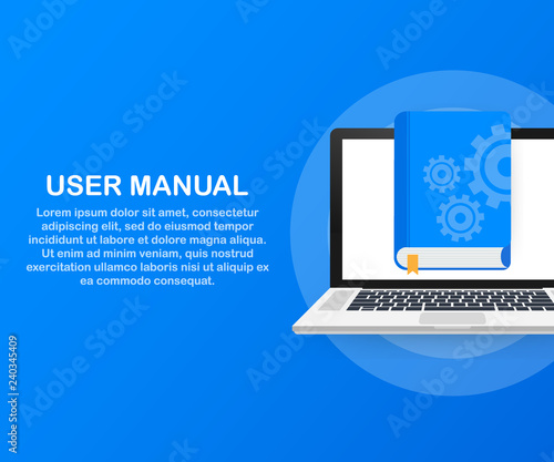 Concept User manual book for web page, banner, social media. Vector illustration