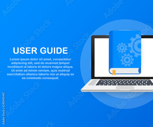 Concept User guide book for web page, banner, social media. Vector illustration