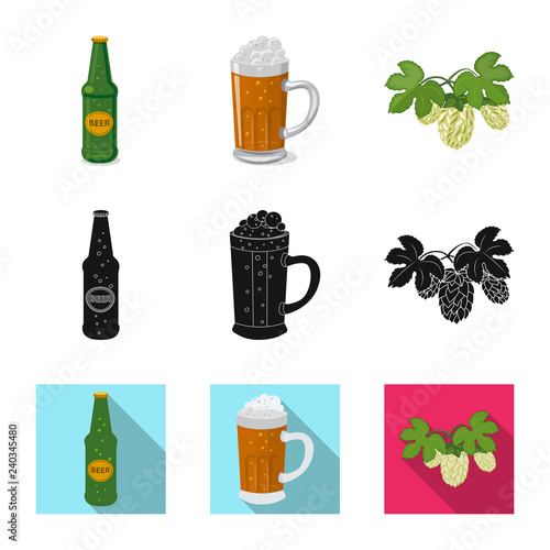 Isolated object of pub and bar sign. Collection of pub and interior stock symbol for web.