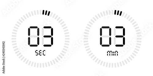 Timer countdown with minutes and seconds Icons.