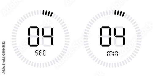 Timer countdown with minutes and seconds Icons.
