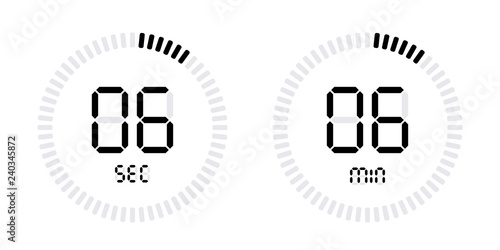 Timer countdown with minutes and seconds Icons.