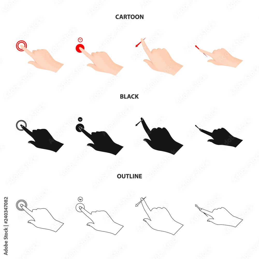 Vector illustration of touchscreen and hand logo. Collection of touchscreen and touch stock vector illustration. Vector illustration of touchscreen and hand logo. Collection of touchscreen and touch stock vector illustration.