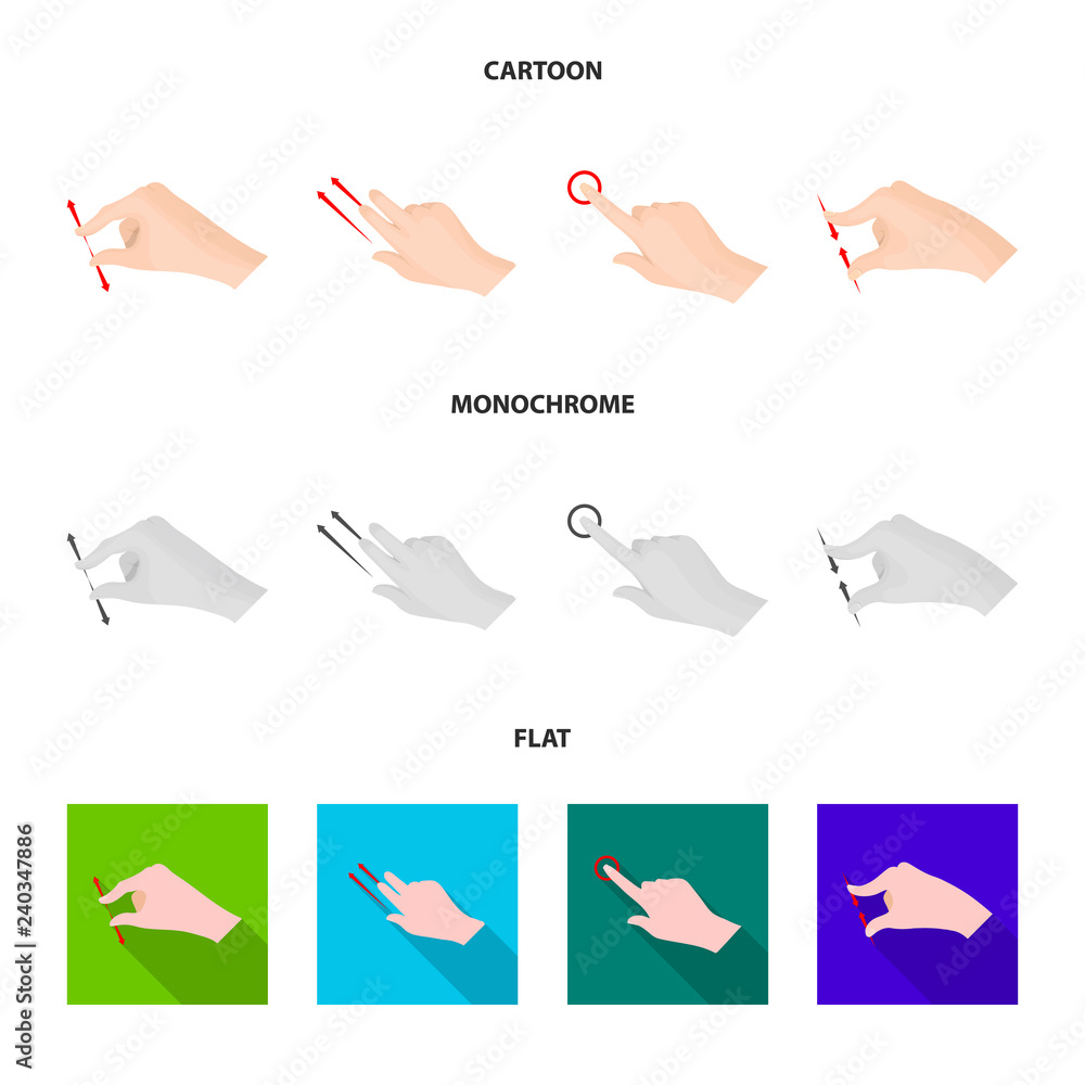 Vector design of touchscreen and hand symbol. Set of touchscreen and touch stock symbol for web. Vector design of touchscreen and hand symbol. Set of touchscreen and touch stock symbol for web.