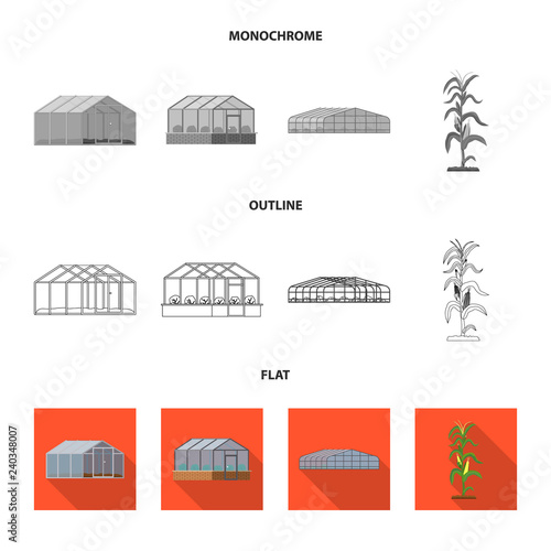 Vector illustration of greenhouse and plant icon. Collection of greenhouse and garden vector icon for stock.
