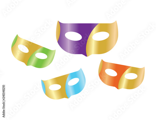 Colorful masks set on White background