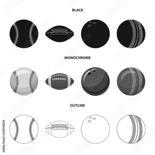 Vector illustration of sport and ball symbol. Collection of sport and athletic stock symbol for web.