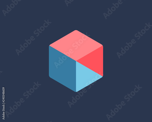 Abstract business logo icon design with cube letter O