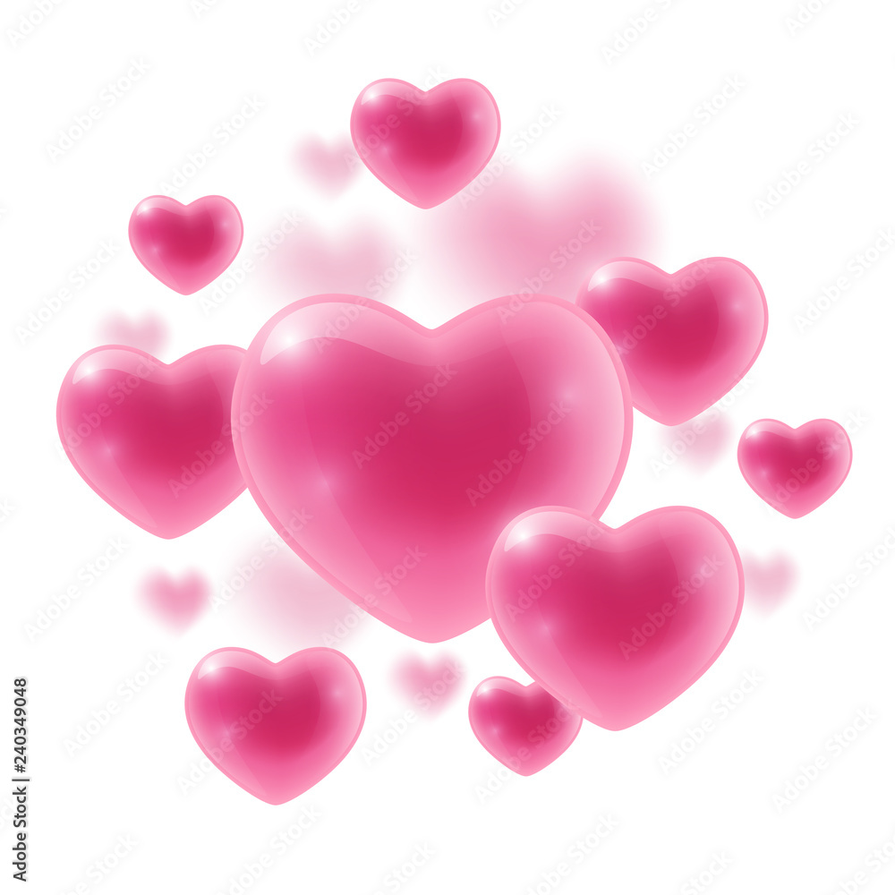 Glossy hearts on white background for Your Valentines day design