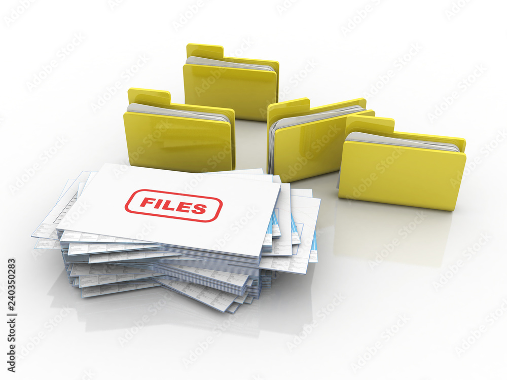 3d rendering folder with documents 3d rendering folder with documents