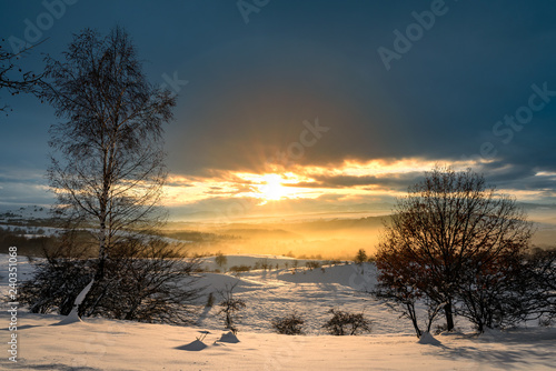 Winter mountain sunset © b. Sergiu