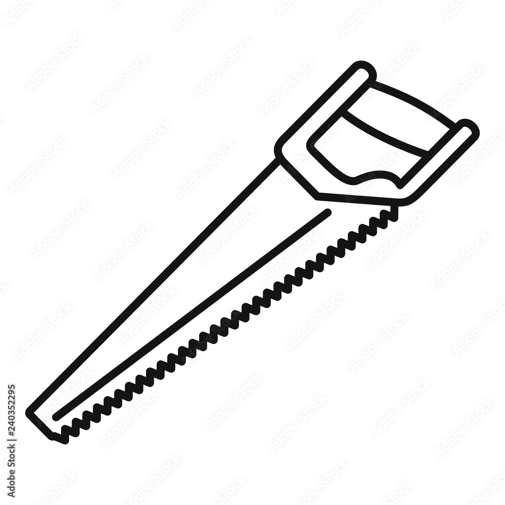 Home handsaw icon. Outline home handsaw vector icon for web design isolated on white background Home handsaw icon. Outline home handsaw vector icon for web design isolated on white background
