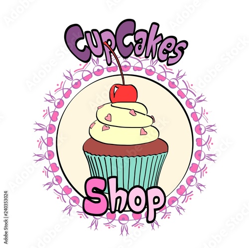 Vintage cupcake poster design.