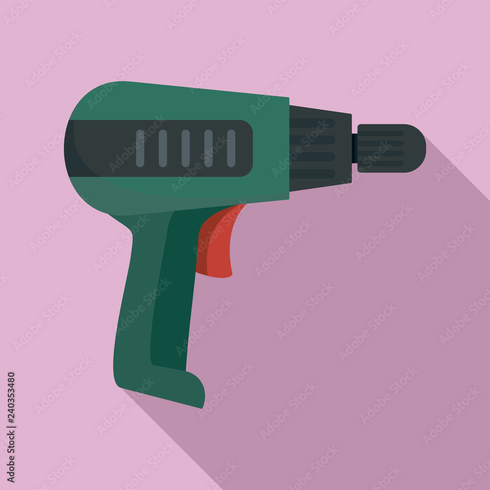 Home electric drill icon. Flat illustration of home electric drill vector icon for web design Home electric drill icon. Flat illustration of home electric drill vector icon for web design