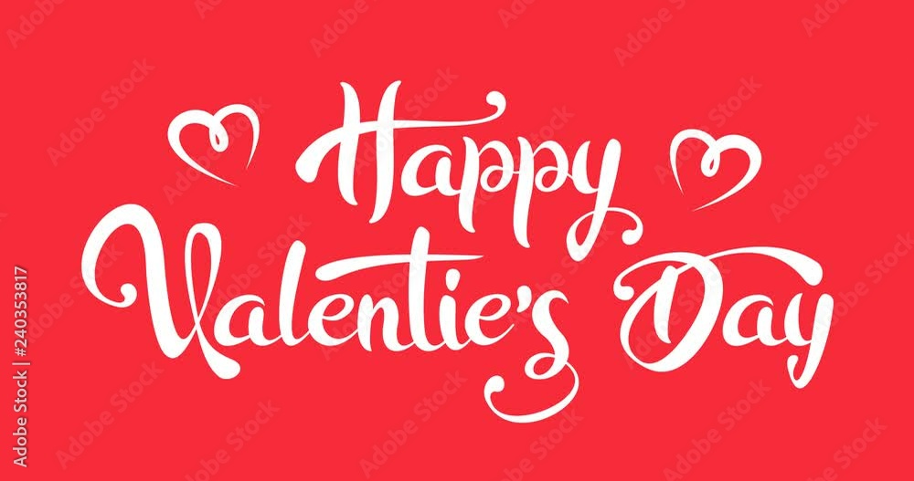 Happy valentine`s day writing text animation. handwritten lettering. isolated on red background Happy valentine`s day writing text animation. handwritten lettering. isolated on red background