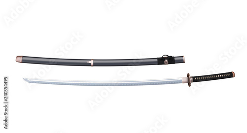Japanese sword Katana  and sheath isolated on white background 3d illustration v2