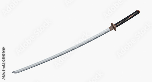 Japanese sword Katana  isolated on white background 3d illustration