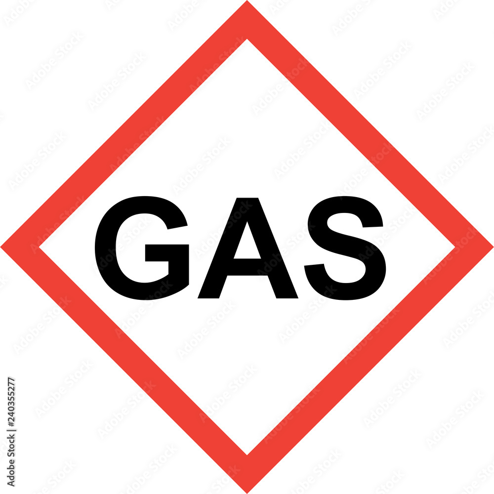 Hazard sign with gas text Hazard sign with gas text