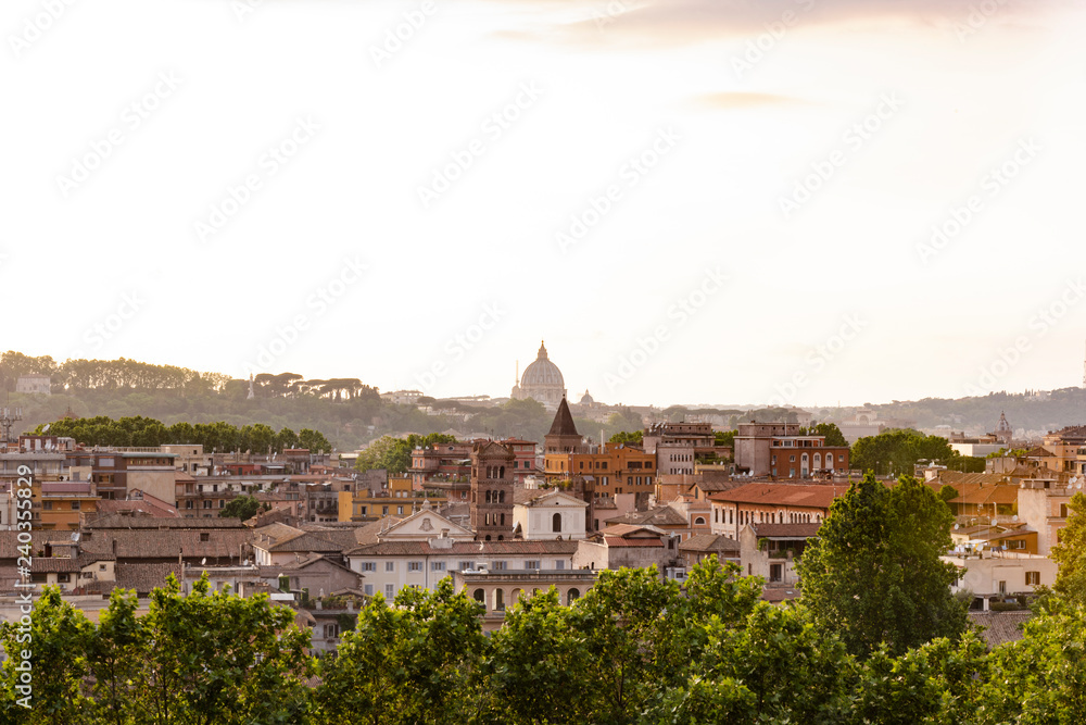 beautiful view of Rome seen from the orange garden