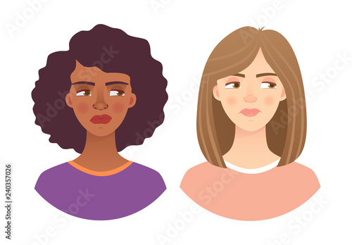 emotions of woman face set