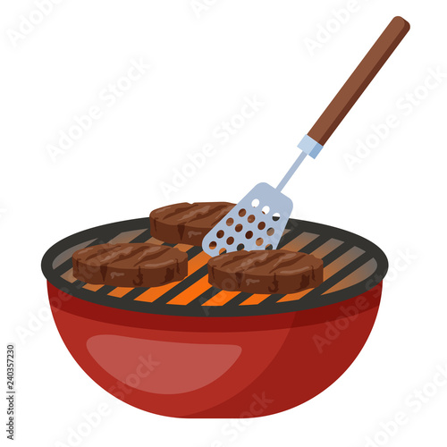 Cooking cutlet on bbq or barbeque