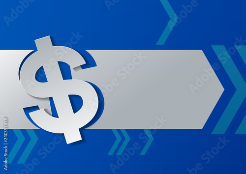 Dollar sign cut from paper on blue background