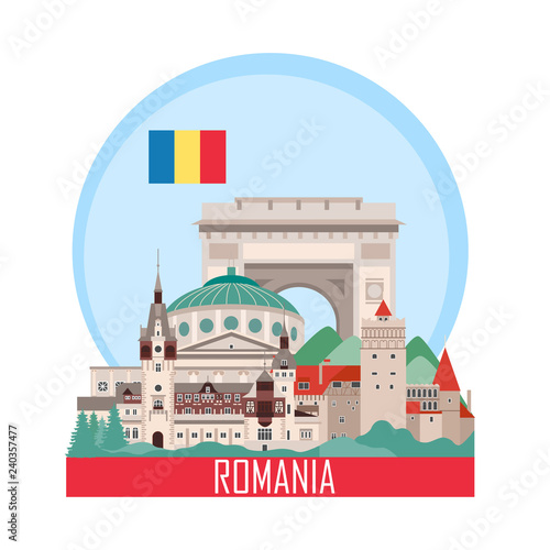 Romania background with national attractions