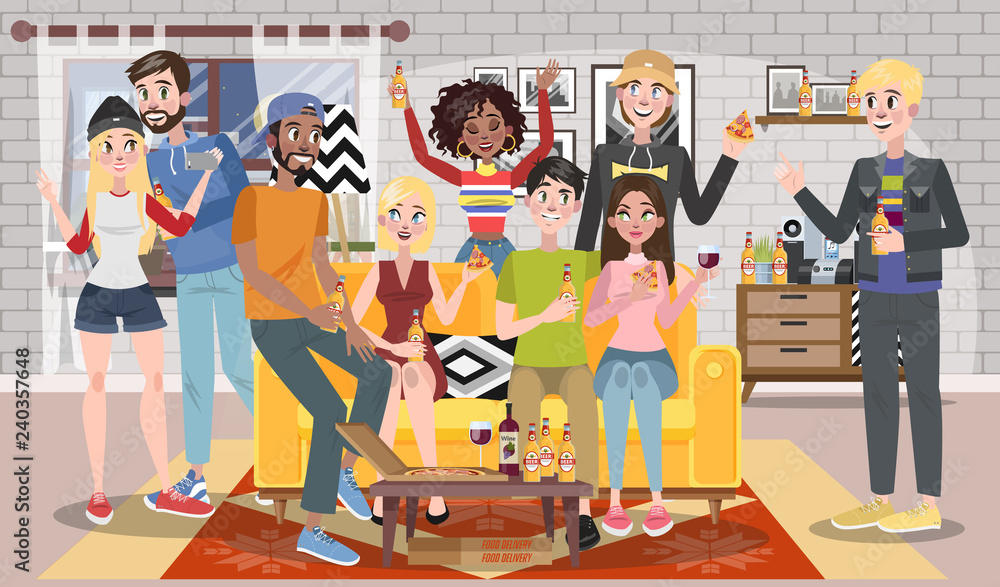 Happy people on a party with beer Happy people on a party with beer