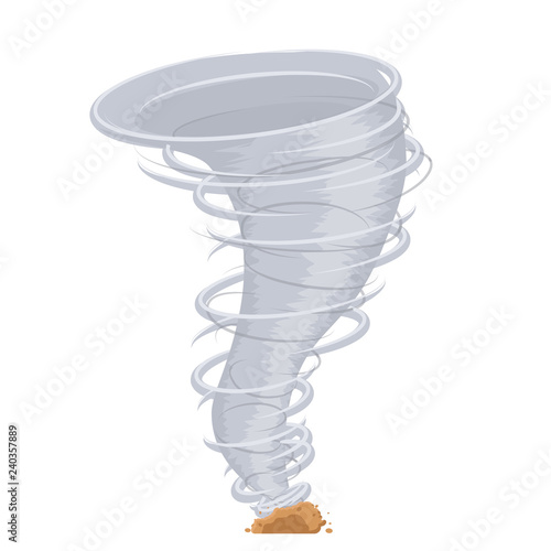 Cartoon climate threat tornado destructive wind whirlwind isolated icon design vector illustration