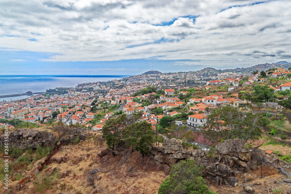 Aerial view at residential district in Funchal city, Portugal