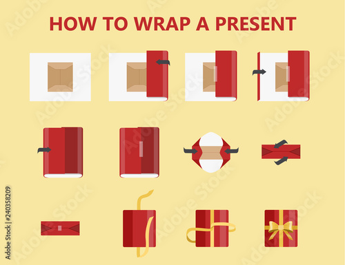 How to wrap a present step-by-step instruction