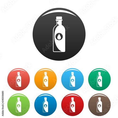 Water bottle icons set 9 color vector isolated on white for any design