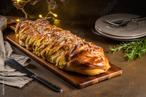 Christmas braided cinnamon cake photo