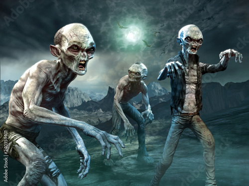 Photos Zombie scene 3D illustration