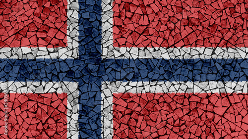 Mosaic Tiles Painting of Norway Flag, Background Texture