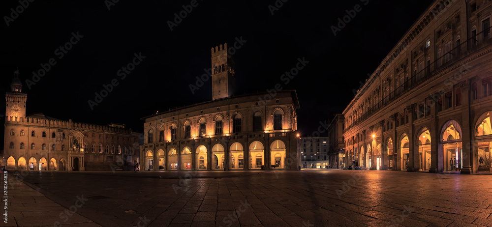 Bologna square at night