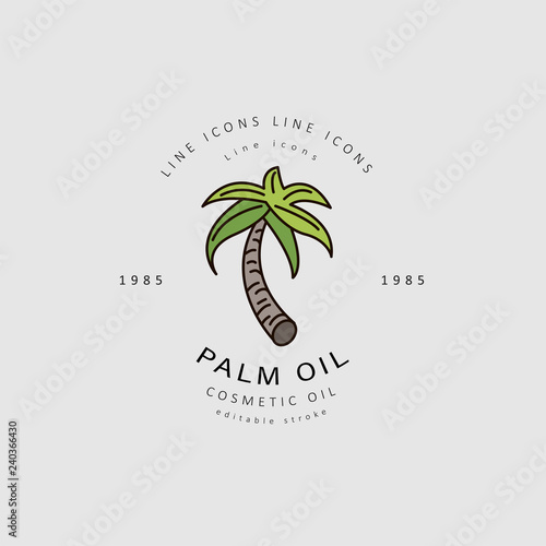 Vector icon and logo for natural cosmetics oil care dry skin. Editable outline stroke size. Line flat contour, thin and linear design. Simple icons. Concept illustration. Sign, symbol, element.