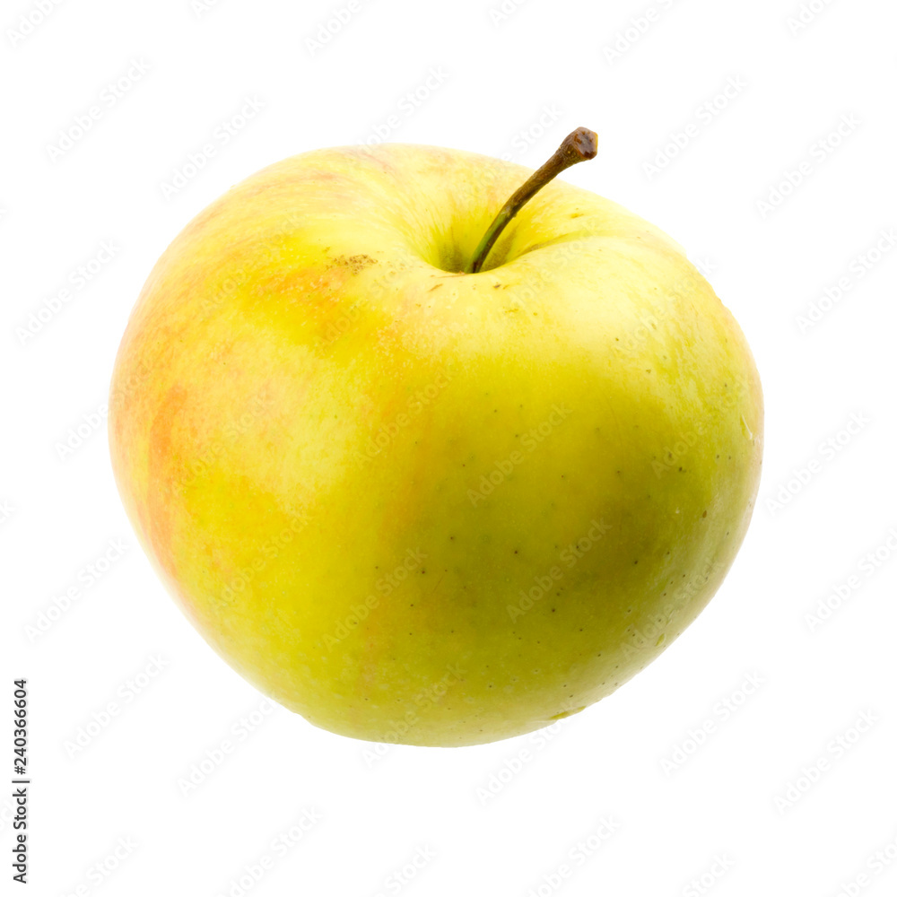 A green apple with white background.